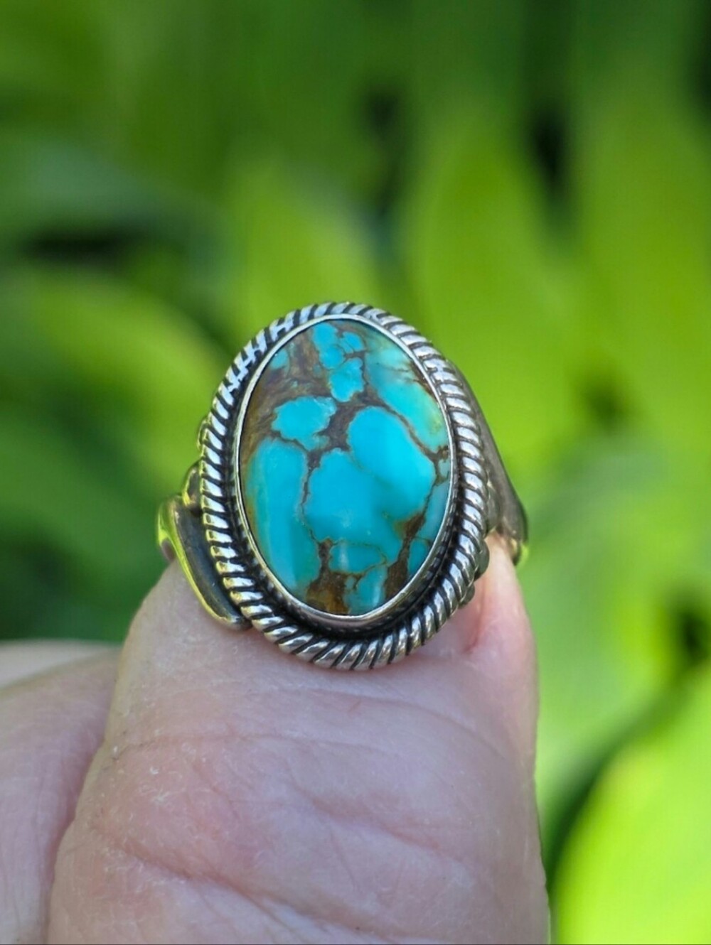 Vintage Royston Turquoise and Sterling Silver Ring Size 6